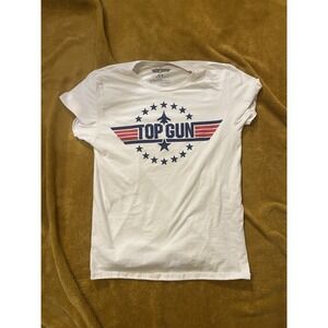 Top Gun Men's Short Sleeve Crewneck Graphic T-Shirt White Logo Size‎ M